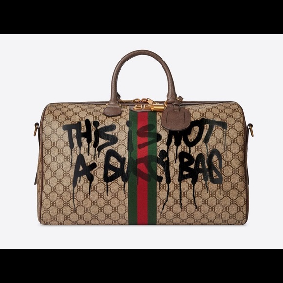 Balenciaga x Gucci Hacker Beige Web Graffiti Medium Duffle Bag - 100% authentic - Picture 4 of 12